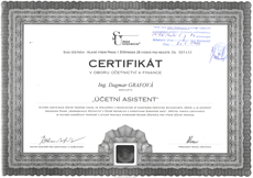Certifikát „Účetní asistent“ v oboru účetnictví a finance